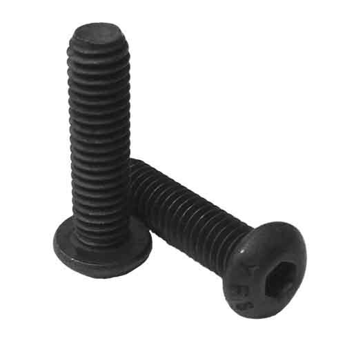10MBSC618 M6-1.0 X 8 mm Button Socket Cap Screw, Coarse, 10.9, Black Oxide, ISO 7380