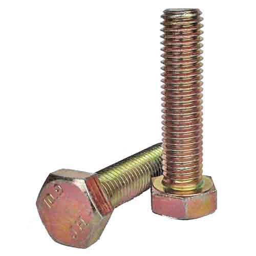 10MHC812525FT M8-1.25 X 25 mm Hex Cap Screw, Coarse, Gr. 10.9, DIN 933 (FT), Zinc Yellow