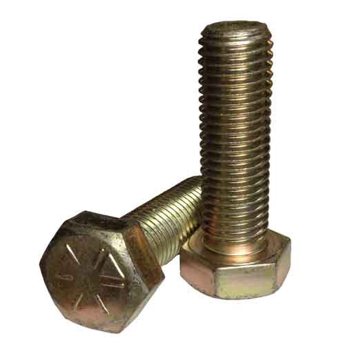 8HTB382 3/8"-16 x 2" Hex Tap Bolt, Coarse, Grade 8 (SAE J429), Zinc Yellow