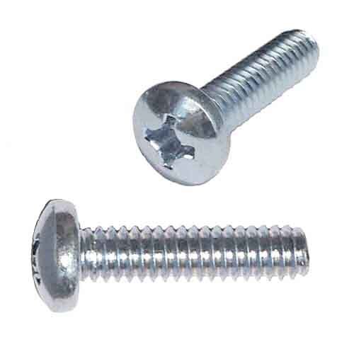 MPPMS356 M3-0.5 X 6 mm Pan Head, Phillips, Machine Screw, Coarse, DIN 7985A, Zinc