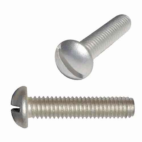 RMS5161A 5/16"-18 X 1" Round Head, Slotted, Machine Screw, Coarse, Aluminum