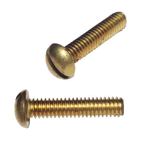 RMS382B 3/8"-16 X 2" Round Head, Slotted, Machine Screw, Coarse, Brass