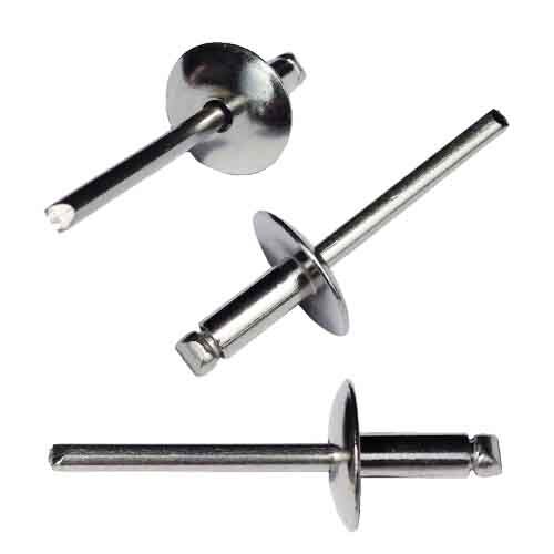 SBL64 3/16" X 1/4" Blind Rivet, Large Flange, All Steel Rivet/Mandrel