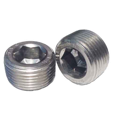 SPP18S 1/8"-27 NPT, Socket Pipe Plug, 3/4" Taper, 18-8 Stainless