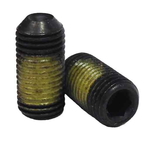 SSSF3834NPA 3/8"-24 X 3/4" Socket Set Screw, Cup Point, w/Nylon Patch, Fine, Alloy, Black Oxide