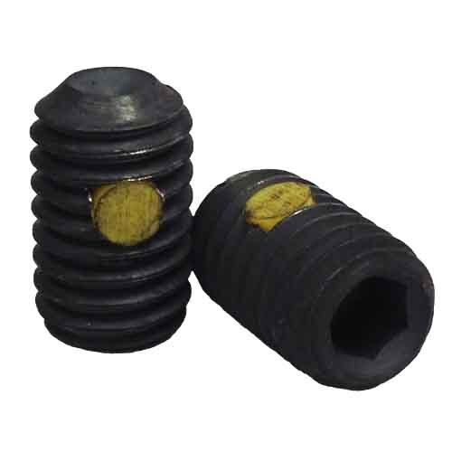 SSS01014NP #10-24 x 1/4" Socket Set Screw, Cup Point, w/Nylon Pellet, Coarse, Alloy, Black Oxide