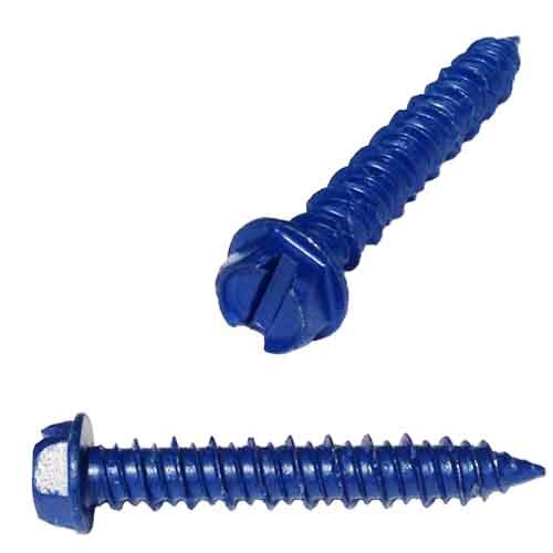 HTCON142 1/4" X 2" Tapcon Screw Anchor, Hex Washer Head, Blue