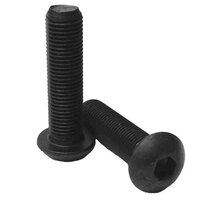 #10-32 X 1" Button Socket Cap Screw, Fine, Alloy, Black Oxide