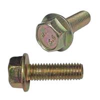 M10-1.5 X 16 mm Hex Flange Screw (FT), Non-Serrated, DIN 6921, Class 10.9, Zinc Yellow