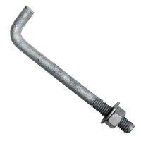 FB11424G 1-1/4"-7 X 24" L-Shaped Foundation Bolt, w/ Hex Nut & Flat Washer, HDG