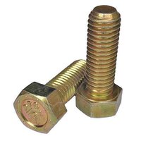 9F142 1/4"-28 X 2" Hex Cap Screw, Grade L-9, Alloy, Coarse, Zinc Yellow, USA