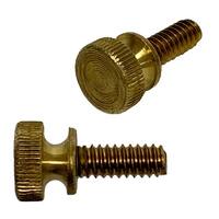 THMKF01038B #10-32 x 3/8" Thumb Screw, Knurled Head, Fine, Brass