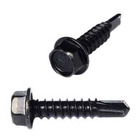 #6 X 1/2" Hex Washer Head, Self-Drilling Screw, Black Zinc