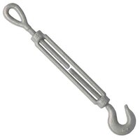 1/2" x 6" Turnbuckle, Hook & Eye, Drop Forged Steel, HDG